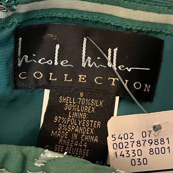 Nicole Miller Green & Silver Strapless Gown NWT - Picture 6 of 11